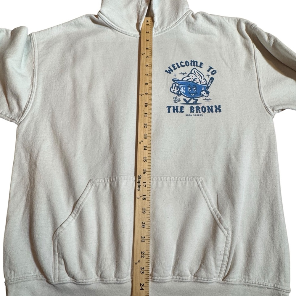 Soda Sports Welcome To The Bronx White Cotton Hoodie Men's Size Large - Picture 7 of 8